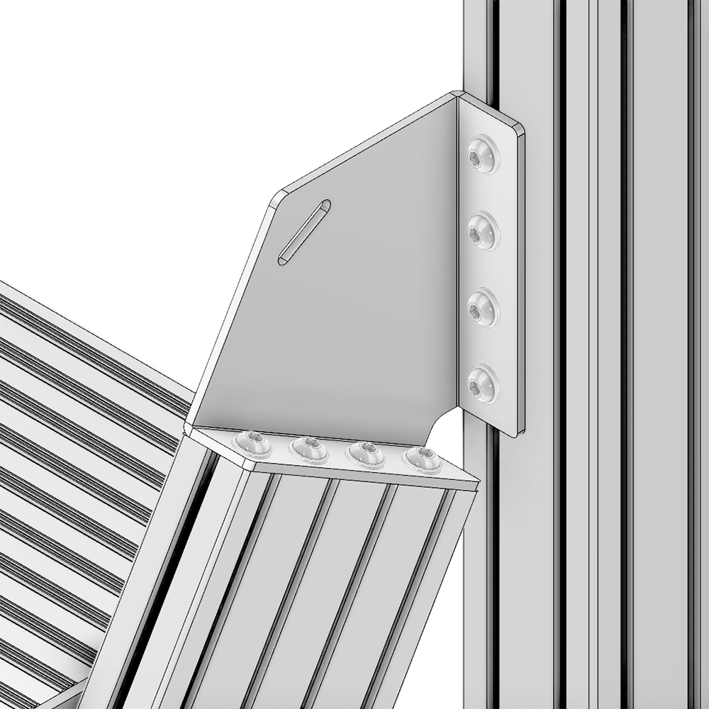 43-460-0 ALUMINUM PROFILE STAIR PART<br>60 DEGREE CONNECTION 45MM X 180MM STAIR STRINGER